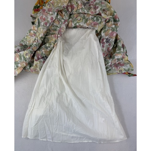 Antonio Melani Charlotte Dress Size 2 Floral Fruit Tiered Maxi Puff Sleeve Lemon - Picture 13 of 13